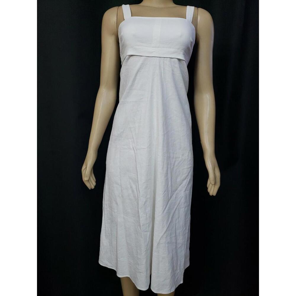 Theory A-line dress Linen blend  Sleeveless Women's White Dress Size 00 #C